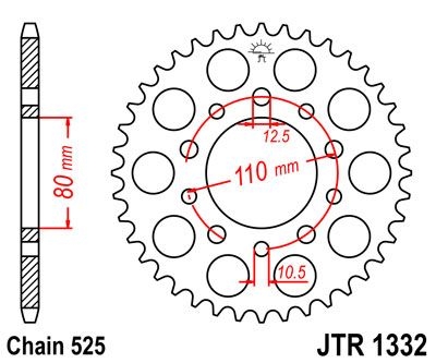 Couronne JT Sprockets Acier pas 525 45 dents - Pour Honda XRV 750 Afri