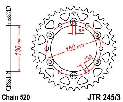 Couronne JT Sprockets Acier pas 520 42 dents - Pour Honda FMX 650 05-0