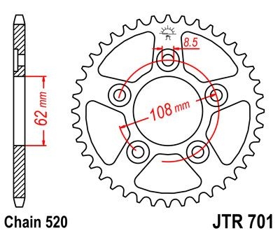 Couronne JT Sprockets Acier pas 520 43 dents - Pour Cagiva Mito 125 SP