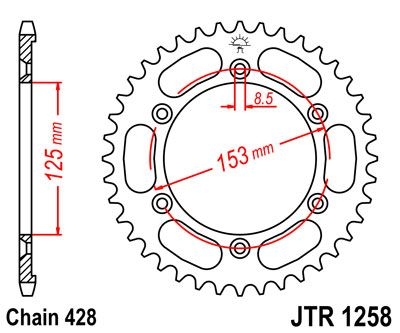 Couronne JT Sprockets Acier pas 428 54 dents - Pour Honda XR 125 L 03-