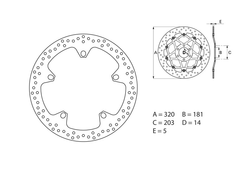 Disque de frein Brembo D.320 série Oro rond fixe avant bmw r1100s/r115
