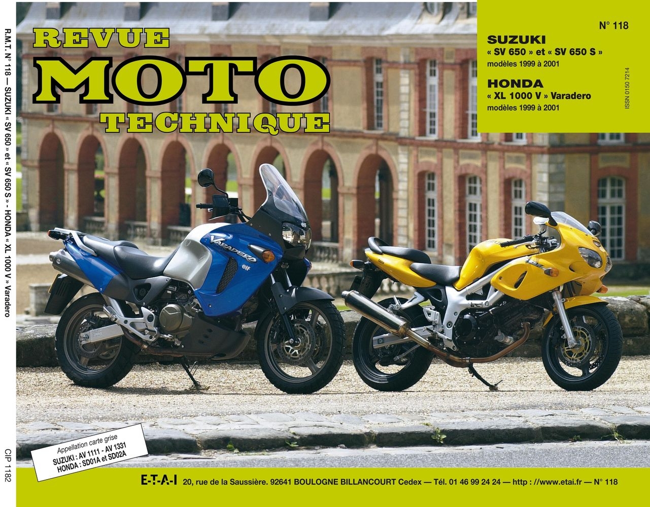 Revue Moto Technique 118.2 Honda XL1000V 99-01 / Suzuki SV 650 99-01