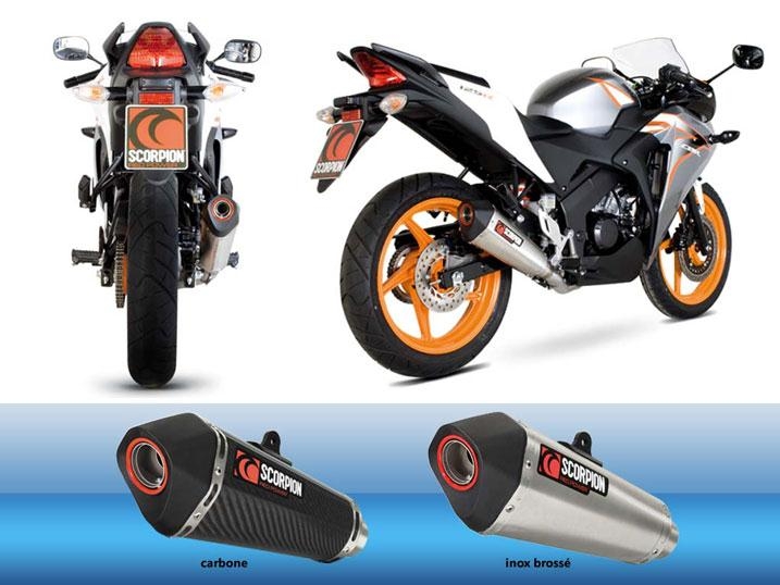 Silencieux Scorpion homologuée serket inox brossé pour Honda CBR 125 R
