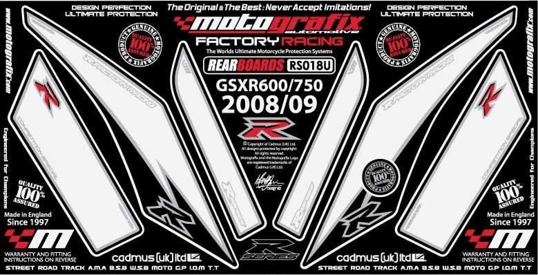 Kit deco arriere blanc pour gsxr600, 750