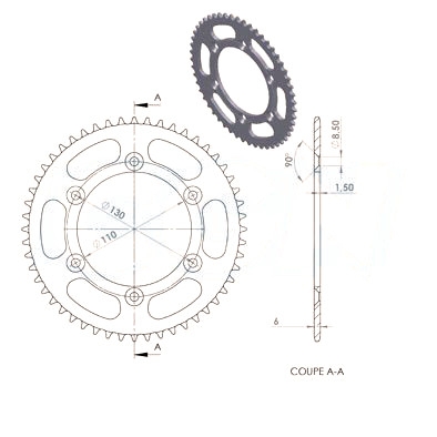 Couronne 52 dents pas 420 CPI
