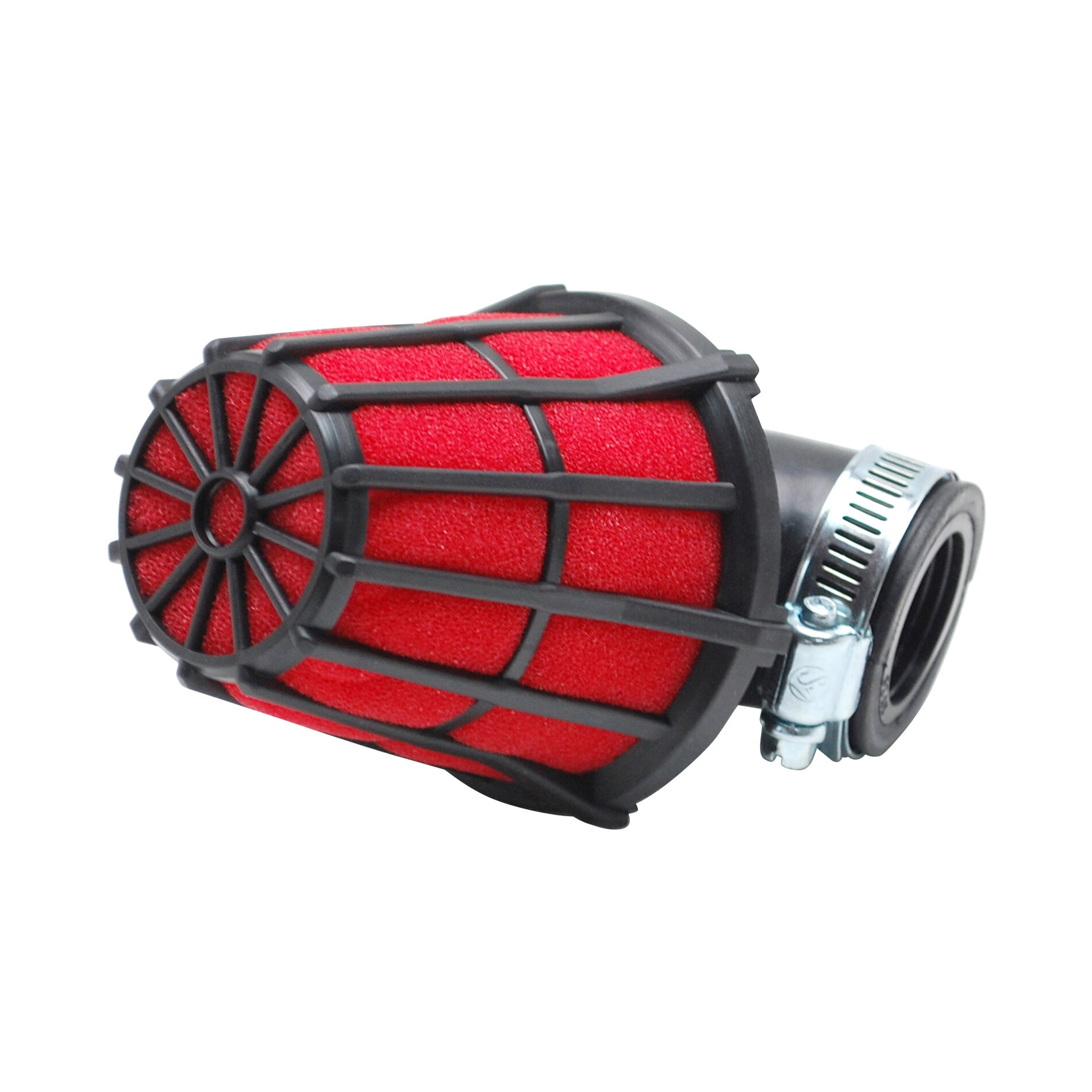 Filtre à air Replay hexagonal noir mousse rouge fixation coude 90 D.