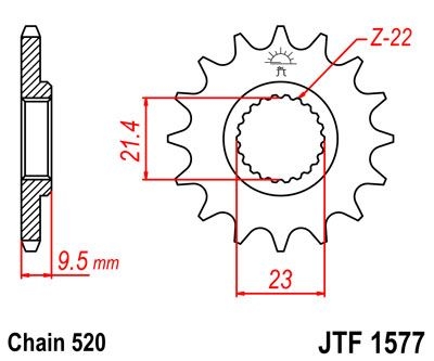 Pignon JT Sprockets Acier pas 520 15 dents - Pour Yamaha XT 600 E 99-0