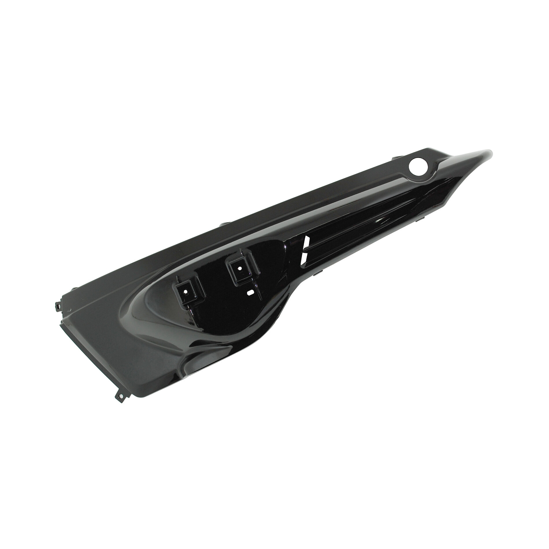 Coque arrière gauche noire brillante adaptable MBK 50 Stunt/Yamaha 50