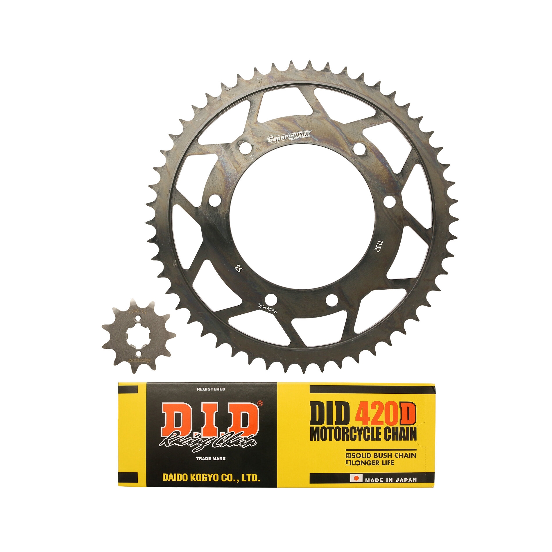 Kit chaîne DID acier Derbi 50 SM DRD PRO roues rayons 06-07