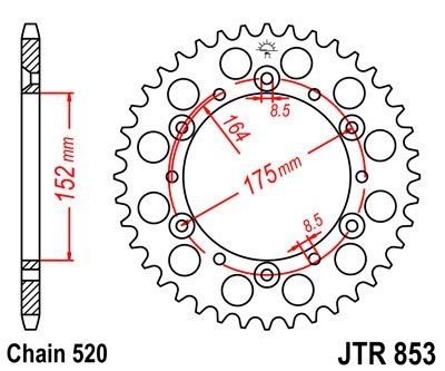 Couronne JT Sprockets Acier pas 520 50 dents - Pour Yamaha YZ 250 85-8