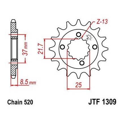 Pignon JT Sprockets Acier pas 520 15 dents - Pour Honda XR 650 L 93-16