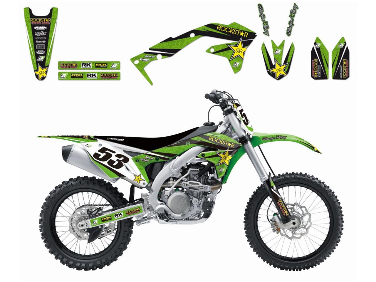 Kit déco Blackbird Rockstar Energy Kawasaki 250 KX-F 09-12 vert
