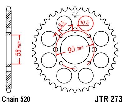 Couronne JT Sprockets Acier pas 520 45 dents - Pour KTM Duke 125 11-13