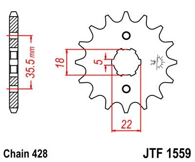 Pignon JT Sprockets Acier pas 428 14 dents - Pour Yamaha TW 125 99-04