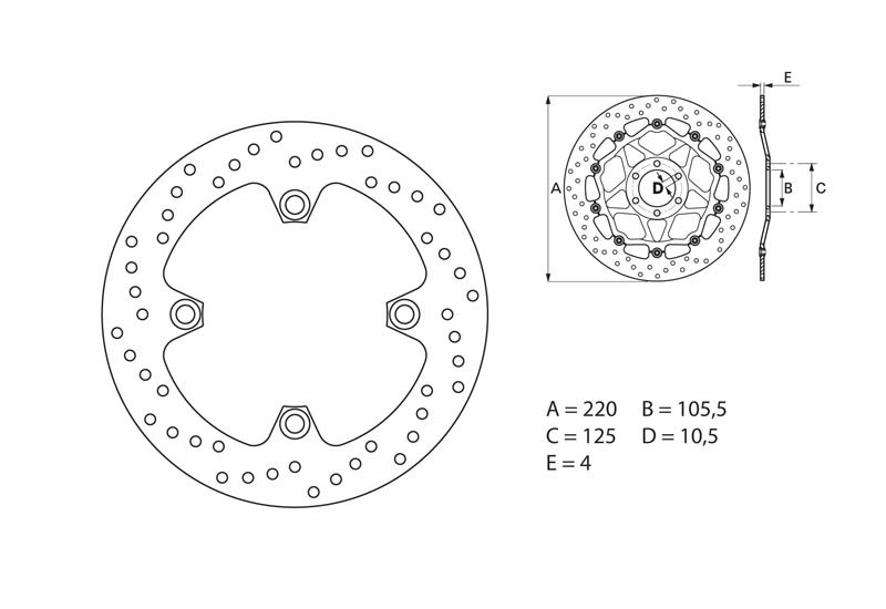 Disque de frein Brembo D.220 série Oro rond fixe arrière Honda cbr 125