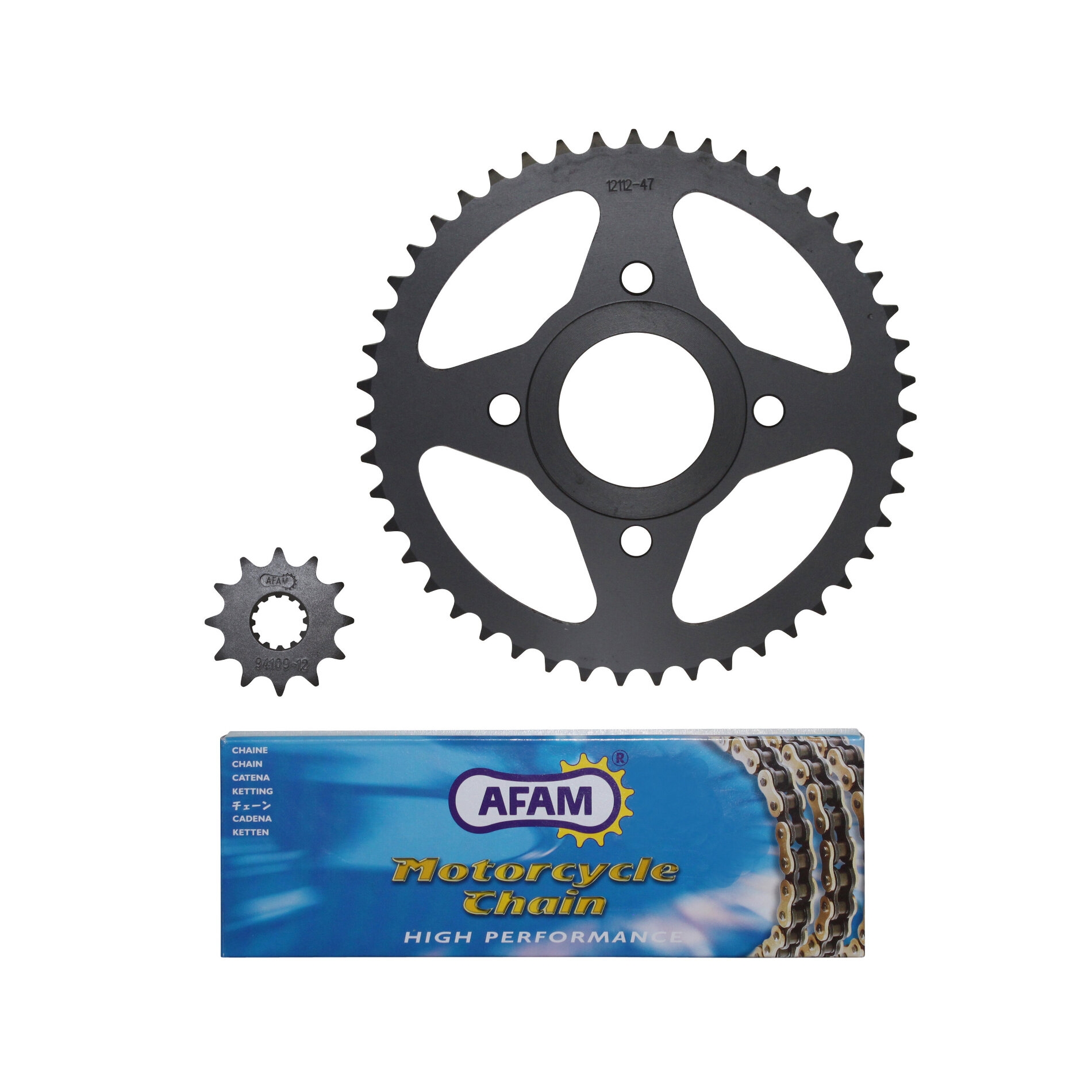 Kit chaîne Afam 12x47 MBK 50 X-Power 98-99 / Yamaha 50 TZR 98-99
