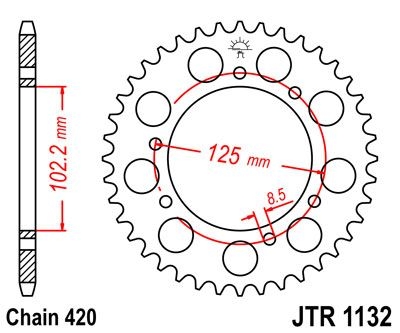 Couronne JT Sprockets Acier pas 420 53 dents - Pour Derbi Senda R DRD