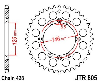 Couronne JT Sprockets Acier pas 428 50 dents - Pour Suzuki DR 125 SM 0