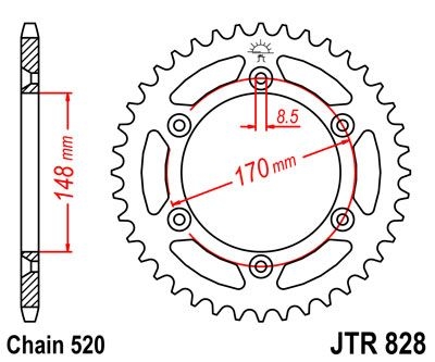 Couronne JT Sprockets Acier pas 520 47 dents - Pour Suzuki DR 800 S 91