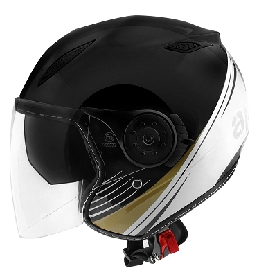 Casque jet TNT Aero double écran noir/or - XS