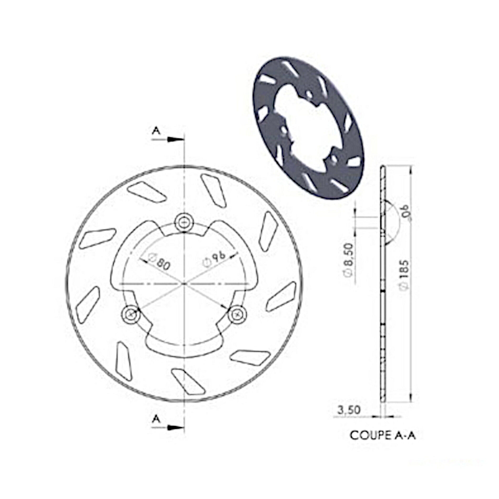 Disque de frein NG Brake Disc D.185 arrière droit - 010