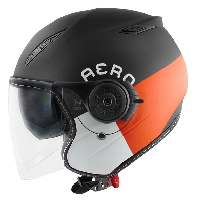 Casque jet TNT Aero double écran noir/blanc/orange mat - XS