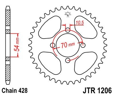Couronne JT Sprockets Acier pas 428 42 dents - Pour Honda CBR 125 R 04