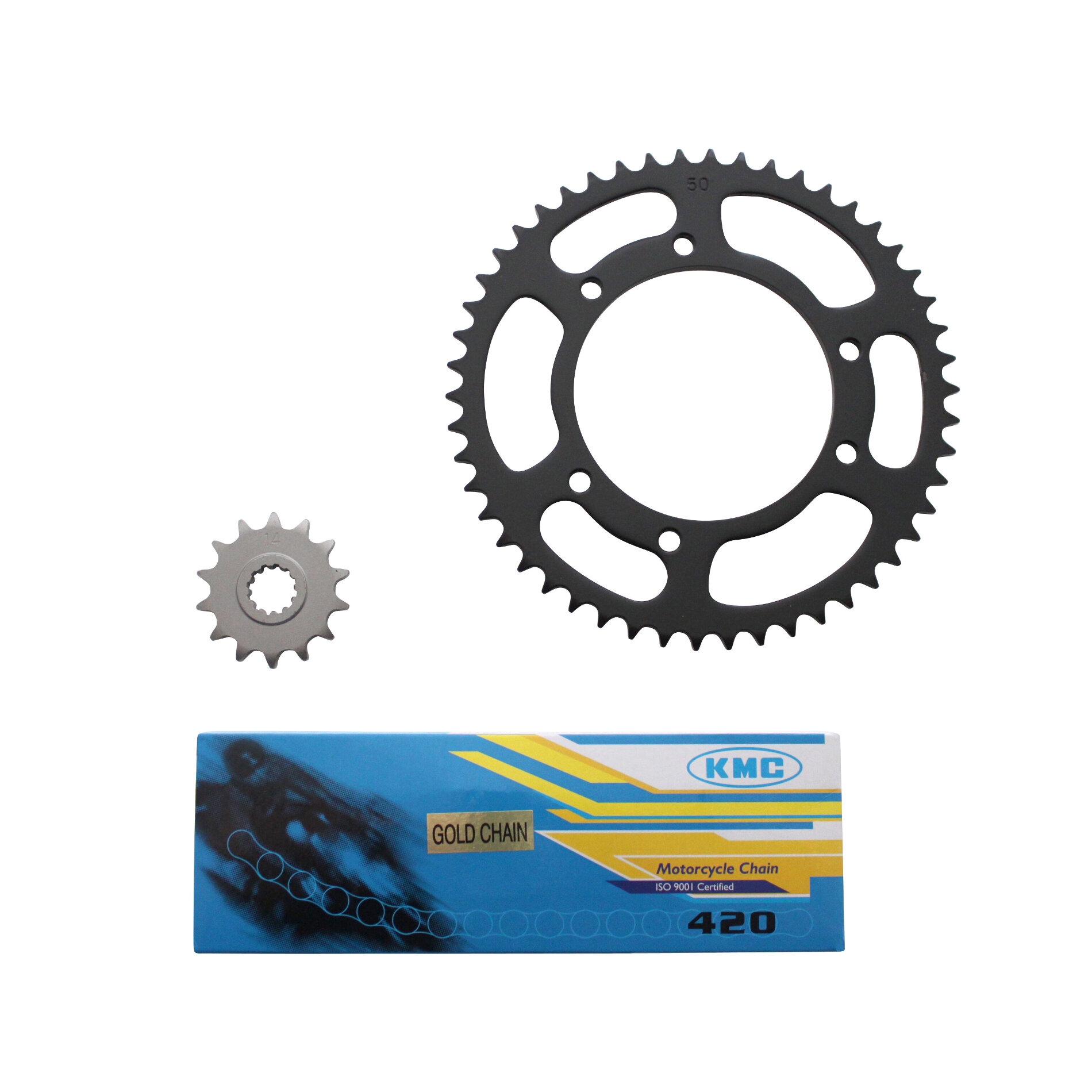 Kit chaîne 1Tek pas 420 14x50 alésage 105 mm adaptable Xlimit/DTR 2004