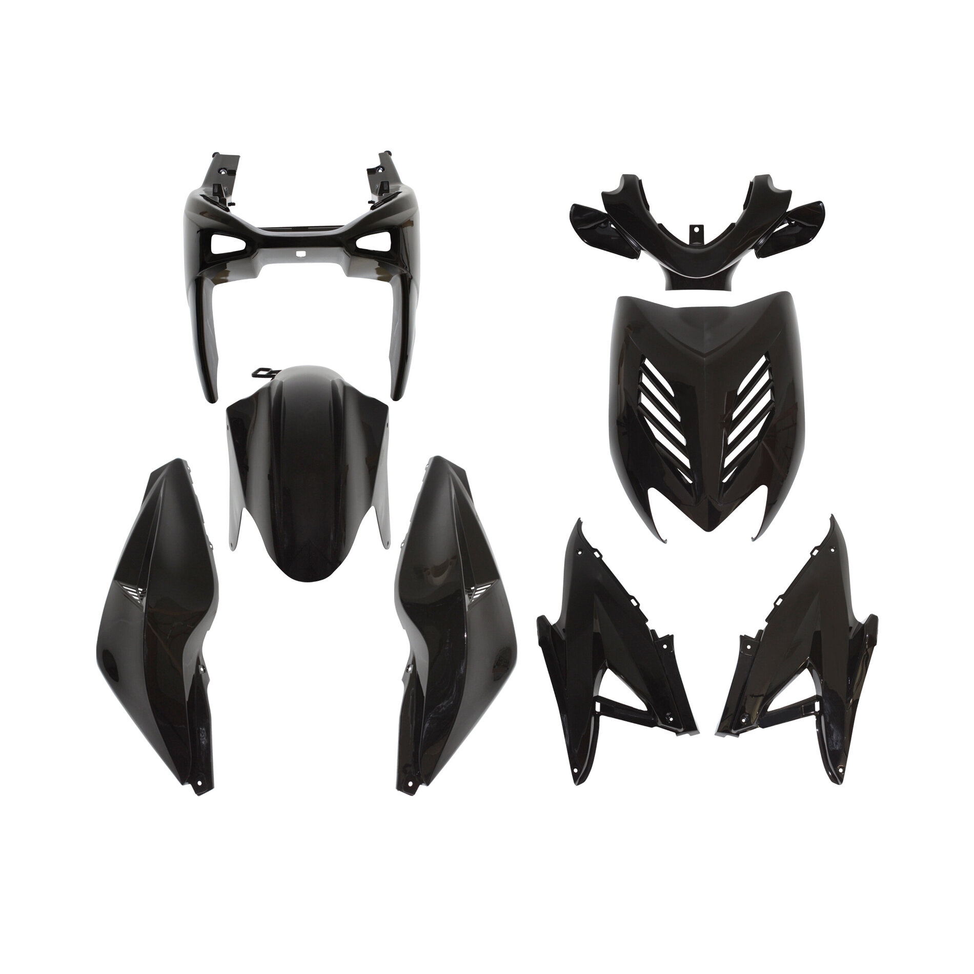 Kit carrosserie 8 pièces noir brillant adaptable Nitro/Aerox