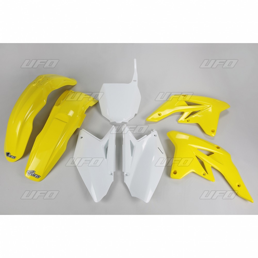 Kit plastique UFO Suzuki 250 RM-Z 07-08 jaune-blanc (couleur origine)