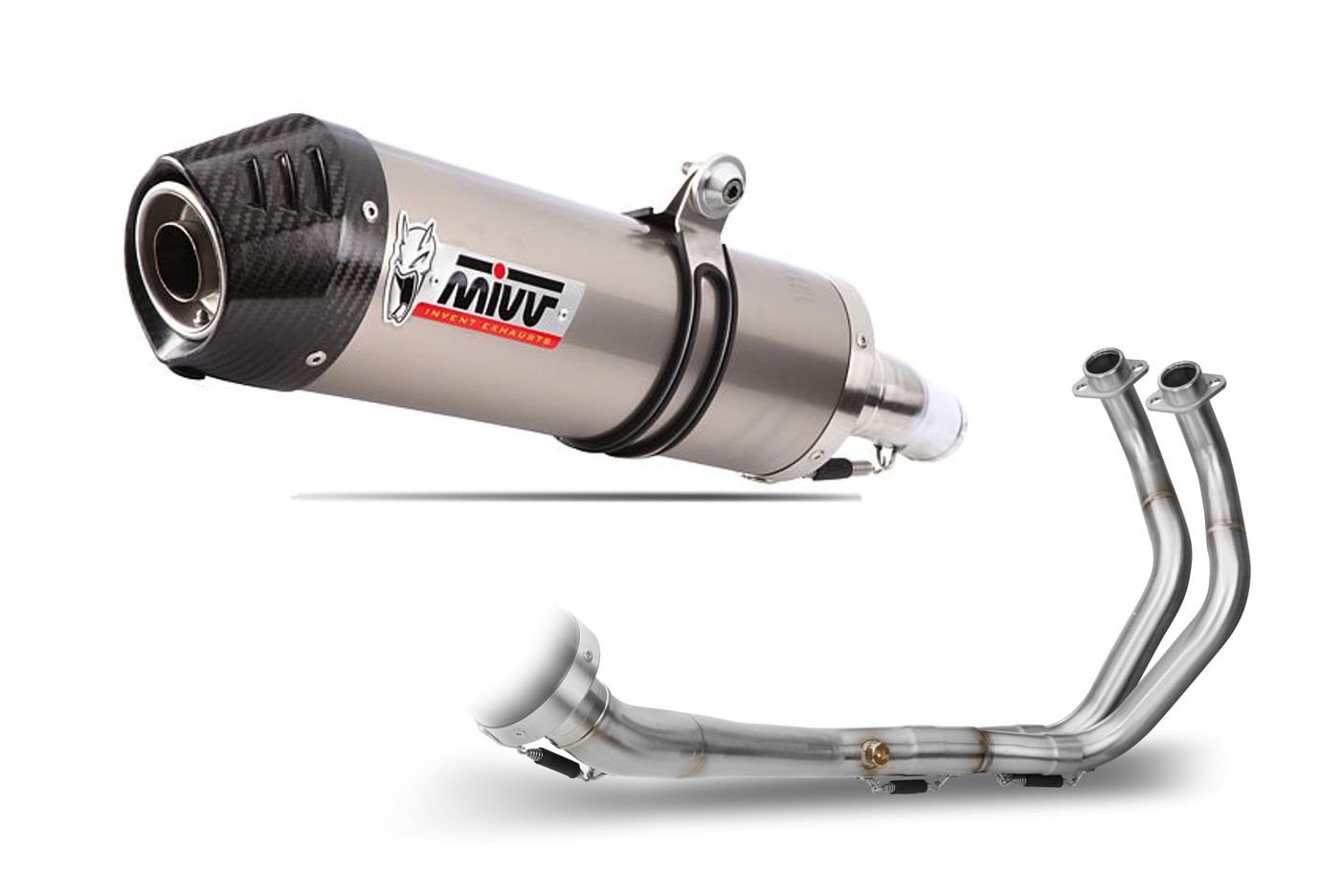 Ligne complète 2x1 MIVV Oval titane / casquette carbone Yamaha MT-07 1