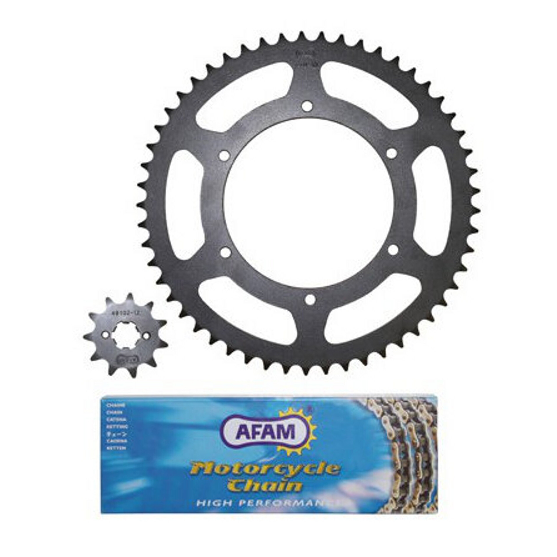 Kit chaîne Afam pas 420 12X53 Derbi Senda Sm Drd / Racing / Evo / Gpr
