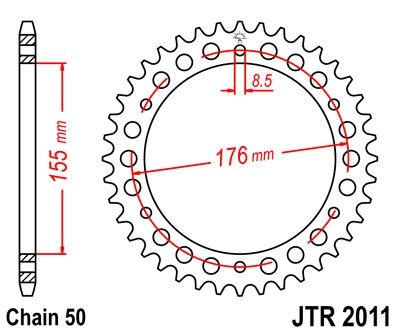 Couronne JT Sprockets Acier pas 530 45 dents - Pour Triumph 1050 Tiger