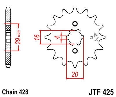 Pignon JT Sprockets Acier pas 428 16 dents - Pour Suzuki RG 125 92-96
