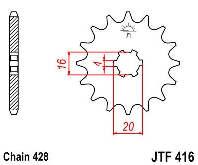 Pignon JT Sprockets Acier pas 428 15 dents - Pour Yamaha DT 125 MX 76-