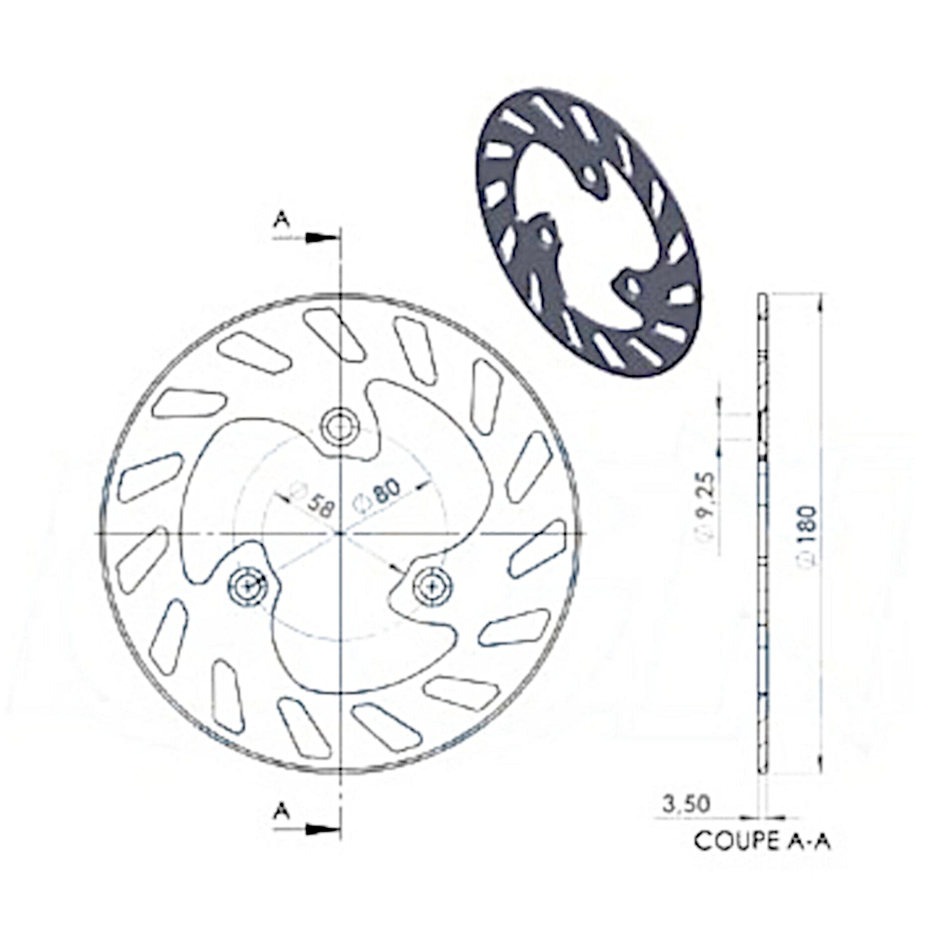 Disque de frein NG Brake Disc D.180 Peugeot - 176