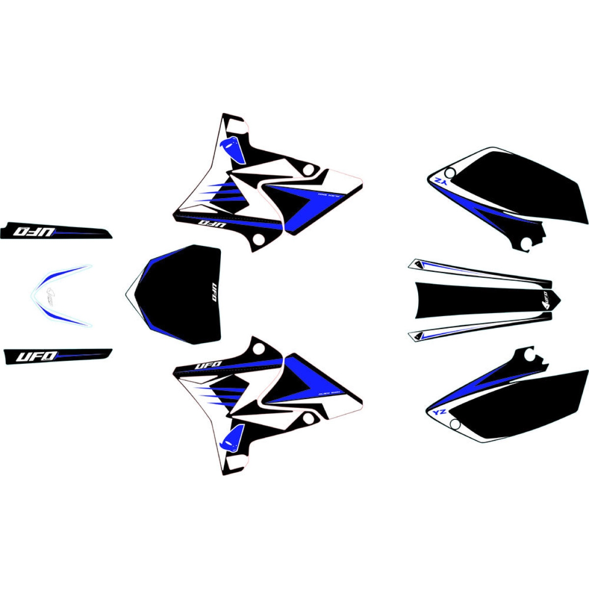 Kit déco UFO pour kit plastique restylé Yamaha 125 YZ 02-14 blanc/bleu