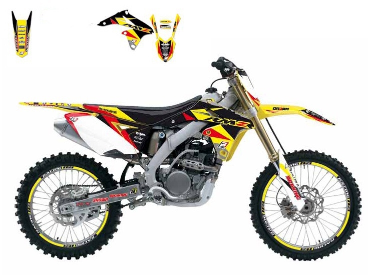 Kit déco Blackbird Dream Graphic 3 Suzuki 250 RM-Z 10-18 jaune/rouge