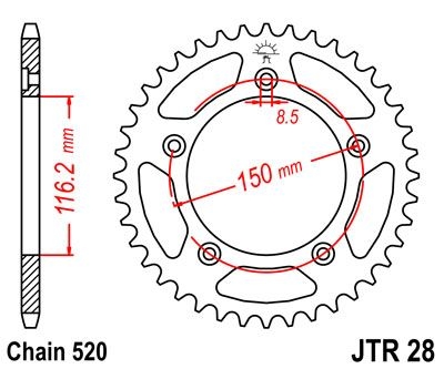 Couronne JT Sprockets Acier pas 520 42 dents - Pour Aprilia RS 250 95-
