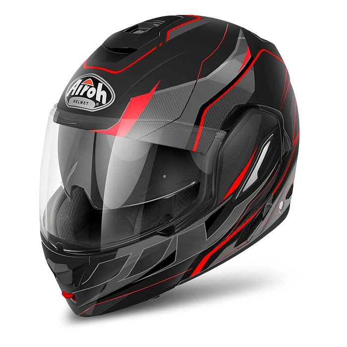 Casque Modulable Airoh Rev 19 Révolution Noirrouge Mat Casques
