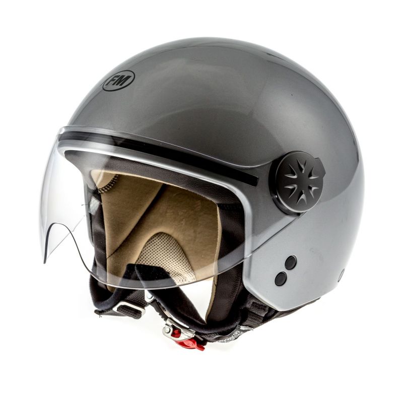 Casque Jet Fm Rs21 Demi Visière Gris Argent Casques Moto Sur La