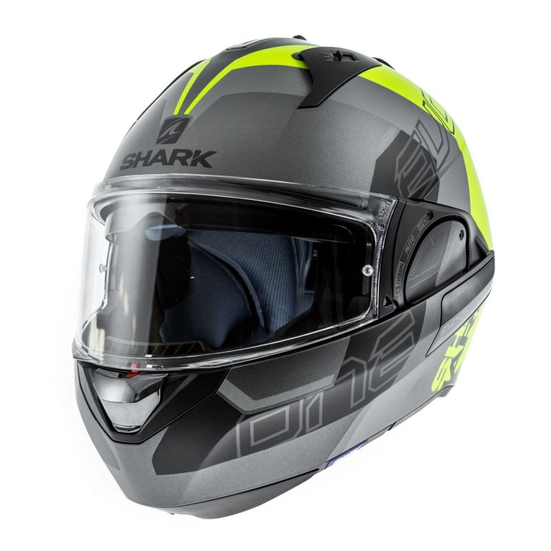 Casque Modulable Shark Evo One 2 Slasher Mat Anthracitejaune Fluo