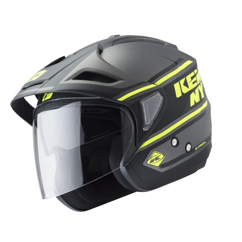 Casque Jet Kenny Evasion Noirjaune Fluo Casques Moto Sur La Bécanerie