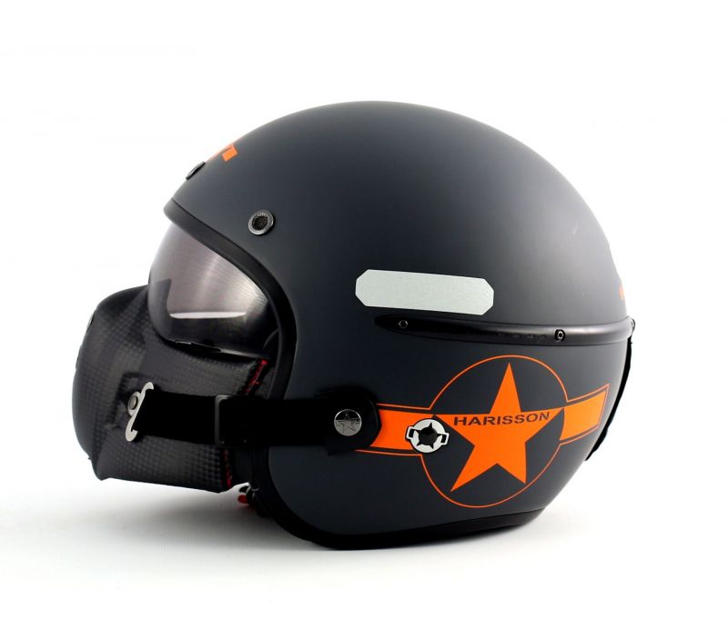Casque Jet Harisson Corsair Star Déco Grisorange Mat Casques Moto