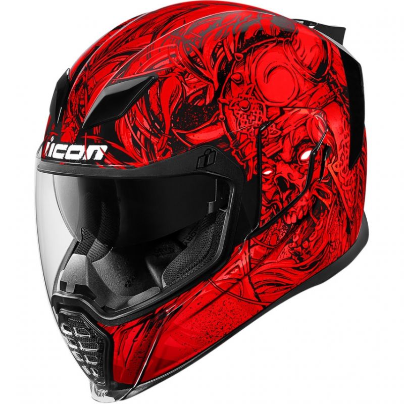 Casque Intégral Icon Airflite Krom Rougenoir Casques Moto Sur La