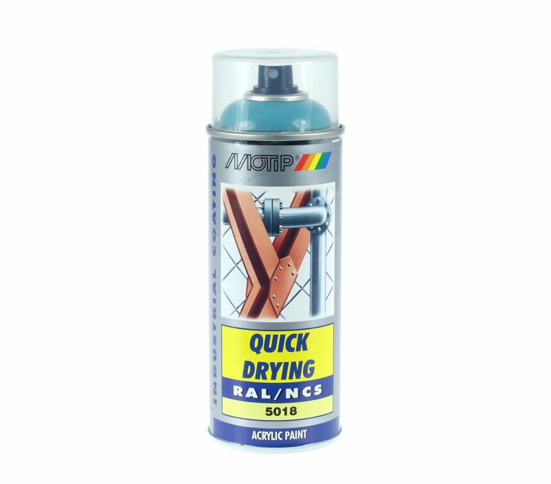 Bombe peinture Bleu turquoise brillant acrylique RAL 5018 Motip 400 ml