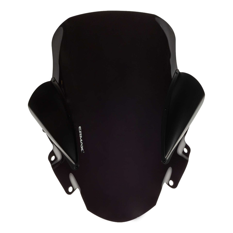 Pare-brise Touring Ermax 68 cm Piaggio MP3 300 HPE 19-24 noir foncé opaque avec protections mains