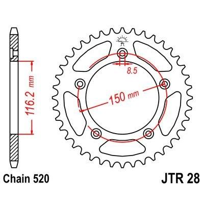Couronne JT Sprockets Acier pas 520 42 dents - Pour Aprilia RS 250 95-02