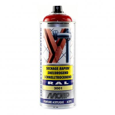Bombe peinture Rouge de sécurité brillant acrylique RAL 3001 Motip 400 ml M07102
