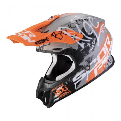 Casque cross Scorpion VX-16 Air Oration gris/orange mat